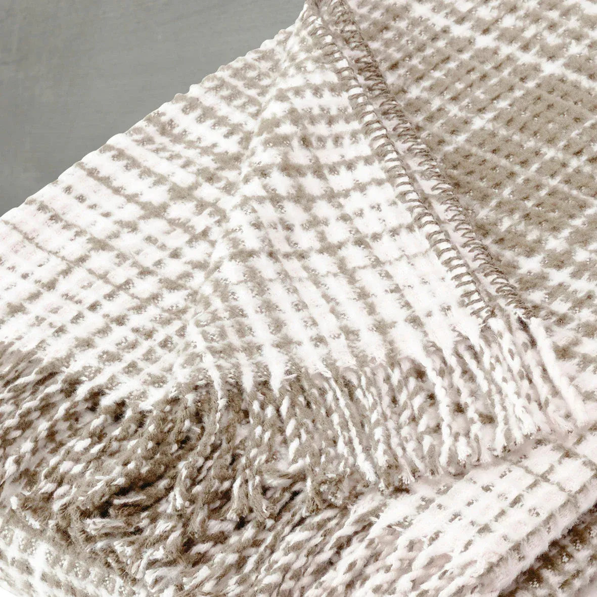Woven plaid - Checkered waffle Taupe - Image 3