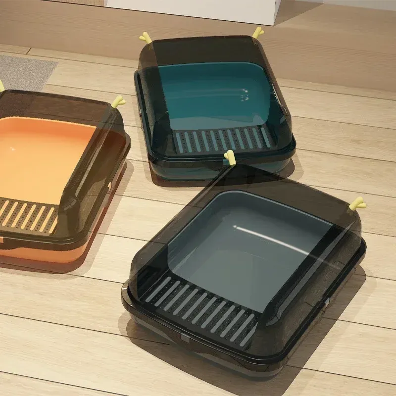 Cat Litter Box Design Semi-enclosed Sandbox Cat Tray Pet Toilet Prevent Splash Tray Goods For Kittens Litter Kitty Cat Bedpans - Image 5
