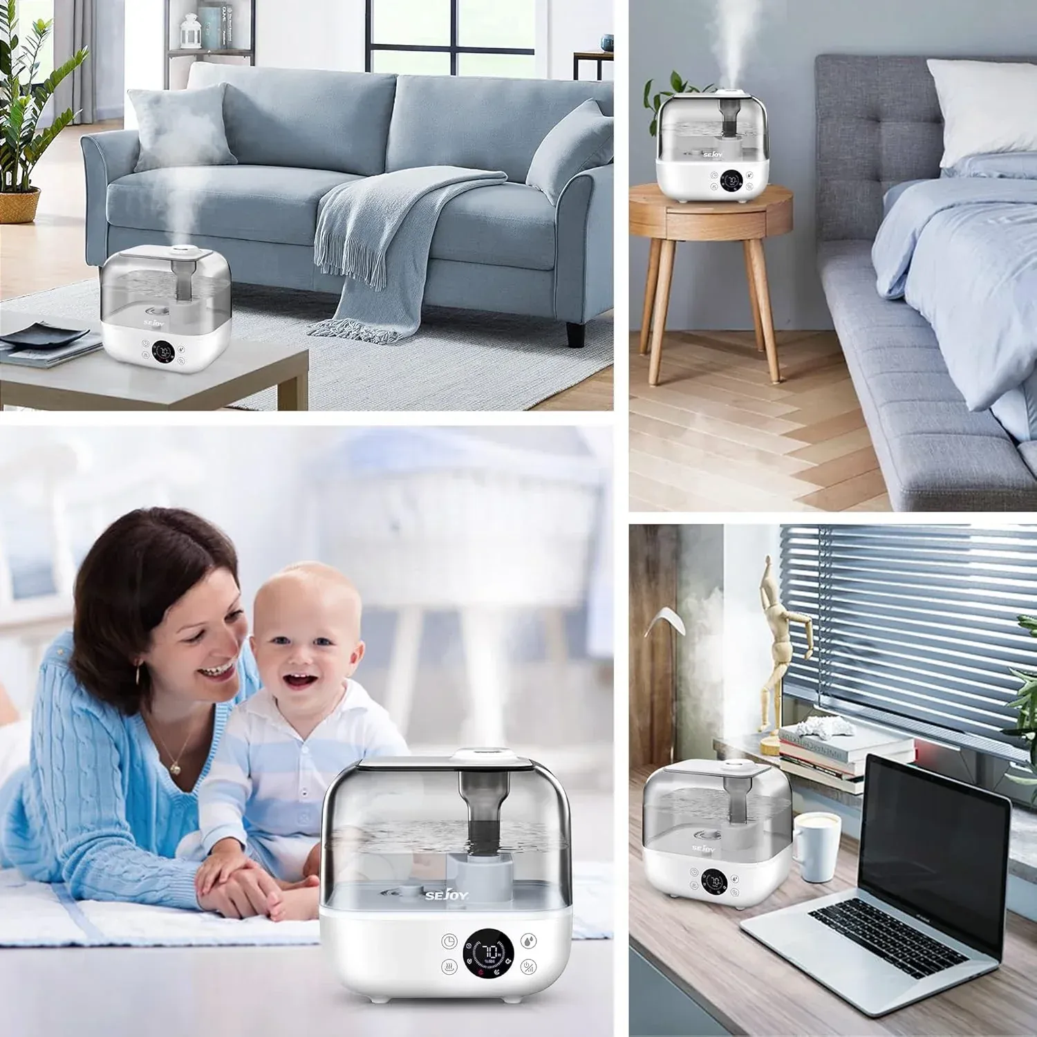 SEJOY 5L Humidifiers for Bedroom Large Capacity Low Noise for Home Office Ultrasonic Mist Humidifier - Image 4