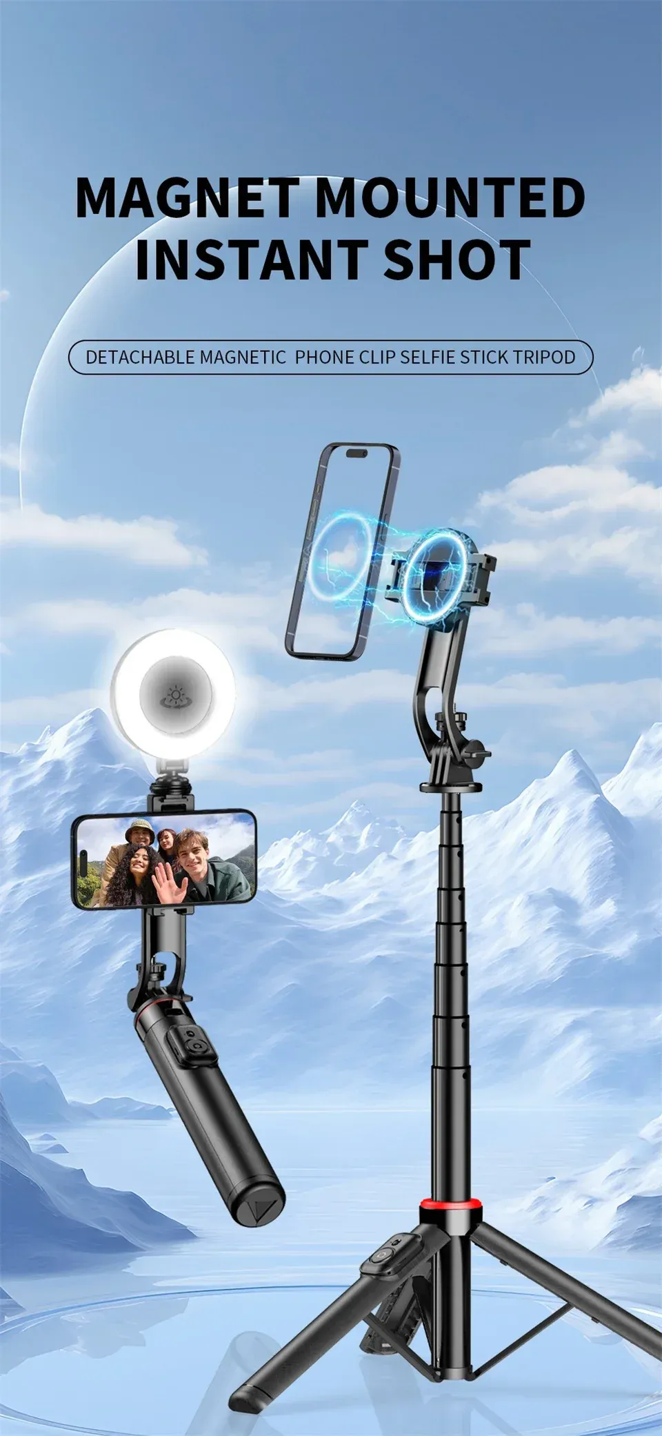 FANGTUOSI 2025 New Magnetic Selfie Stick Tripod with Remote For Cellphone For iPhone 14 13 12 Pro Max For HUAWEI XIAOMI SAMSUNG - Image 7