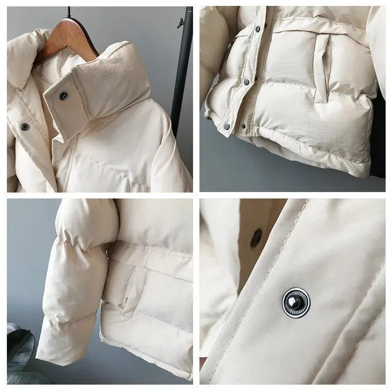 crriflz fashion solid women's winter down jacket stand collar short single-breasted coat preppy style parka ladies chic outwear - Image 6
