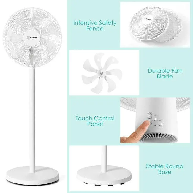 Fan 87190654: 16 Inch Oscillating Pedestal 3-Speed Adjustable Height Fan with Remote Control - Image 4