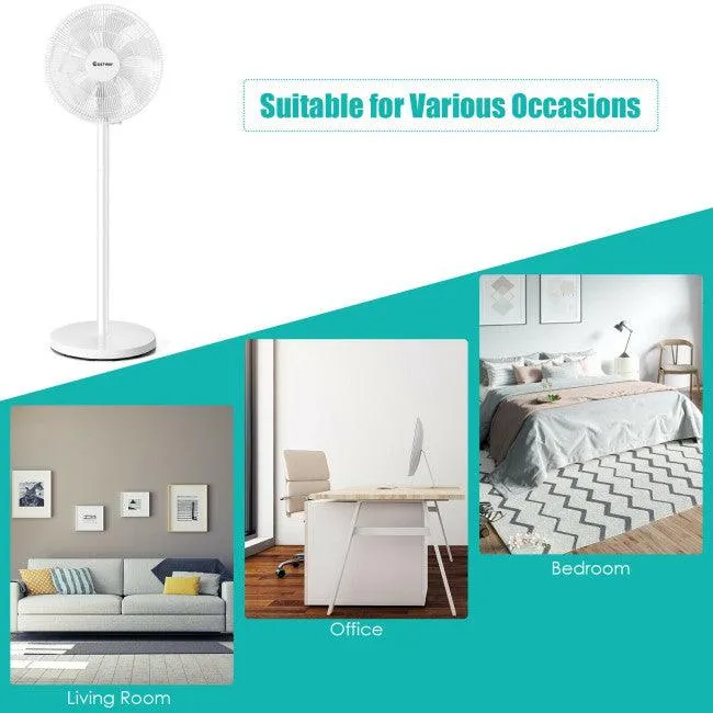 Fan 87190654: 16 Inch Oscillating Pedestal 3-Speed Adjustable Height Fan with Remote Control - Image 6