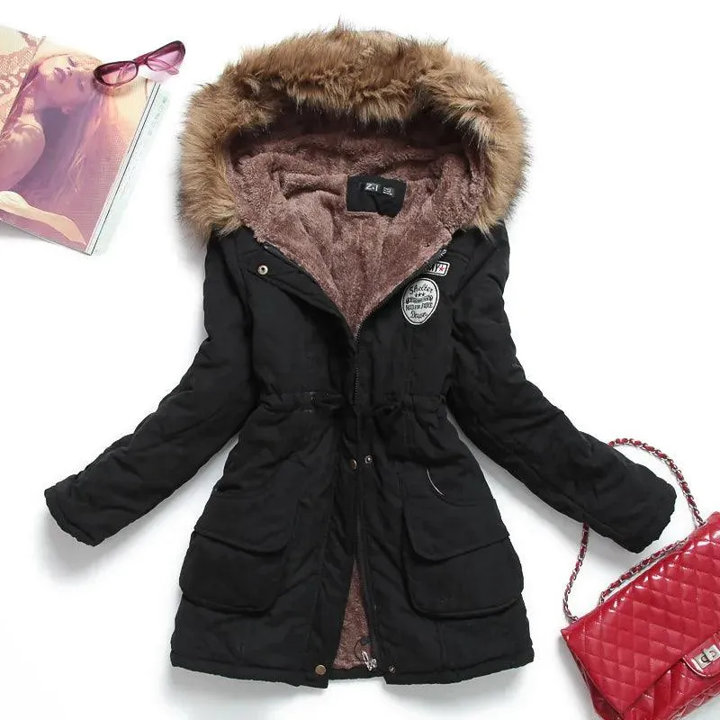 Fitaylor New Winter Women Jacket Medium-long Thicken Outwear Hooded Wadded Coat Slim Parka Cotton-padded Jacket Overcoat - Image 8