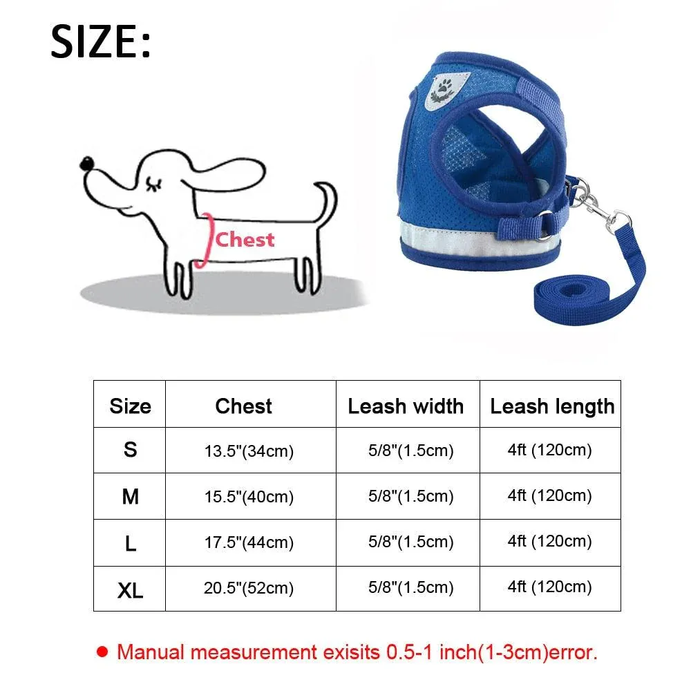 Reflective Small Dog Harness and Leash Set Soft Breathable Chihuahua Puppy Harness Vest Lead for Small Medium Dogs Bulldog - Image 3