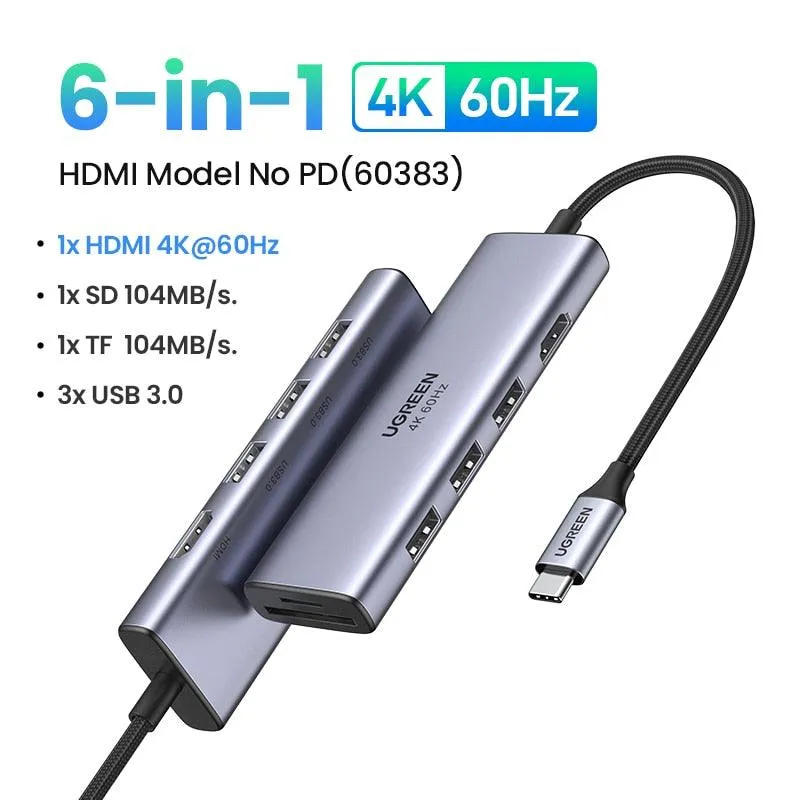 UGREEN USB C HUB 4K 60Hz Type C to HDMI 2.0 RJ45 PD 100W Adapter For Macbook Air Pro iPad Pro M2 M1 PC Accessories USB 3.0 HUB - Image 3