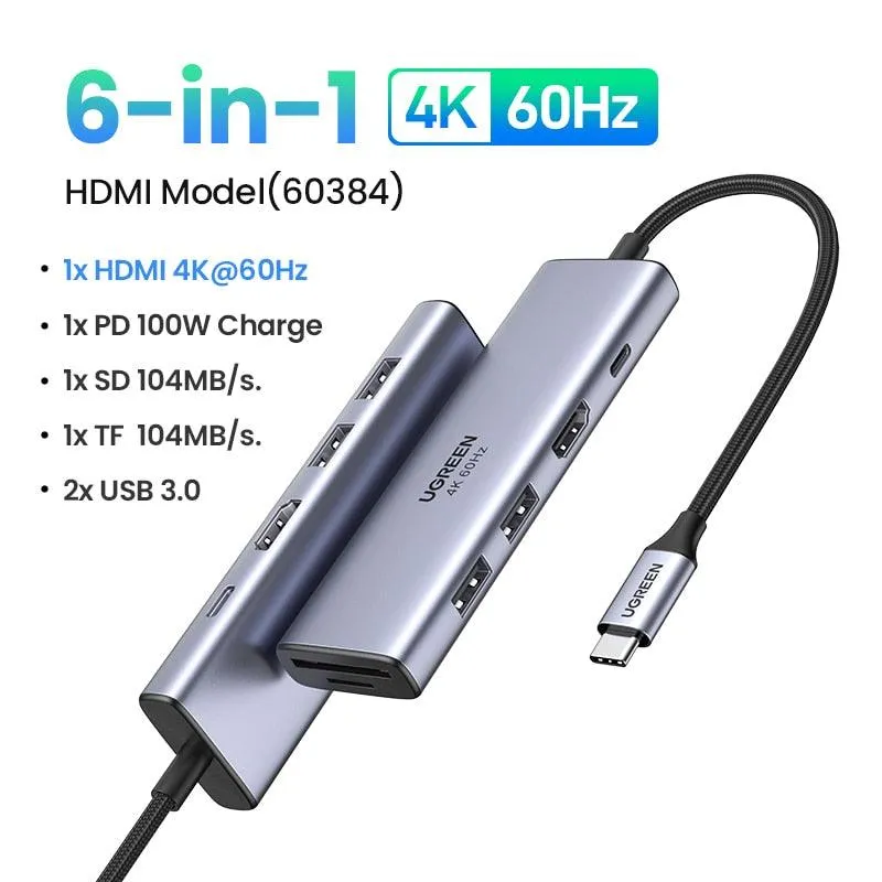 UGREEN USB C HUB 4K 60Hz Type C to HDMI 2.0 RJ45 PD 100W Adapter For Macbook Air Pro iPad Pro M2 M1 PC Accessories USB 3.0 HUB - Image 4
