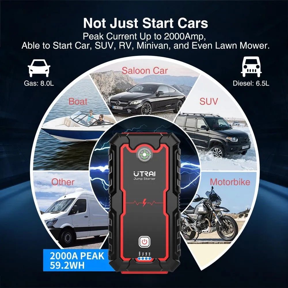 UTRAI Power Bank 2000A Jump Starter Portable Charger Car Booster 12V Auto Starting Device Emergency Car Battery Starter - Image 7