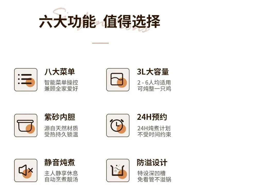 ZSD-7381: Zeno Slow Cooker, Purple Clay inner pot, 3L - Image 2